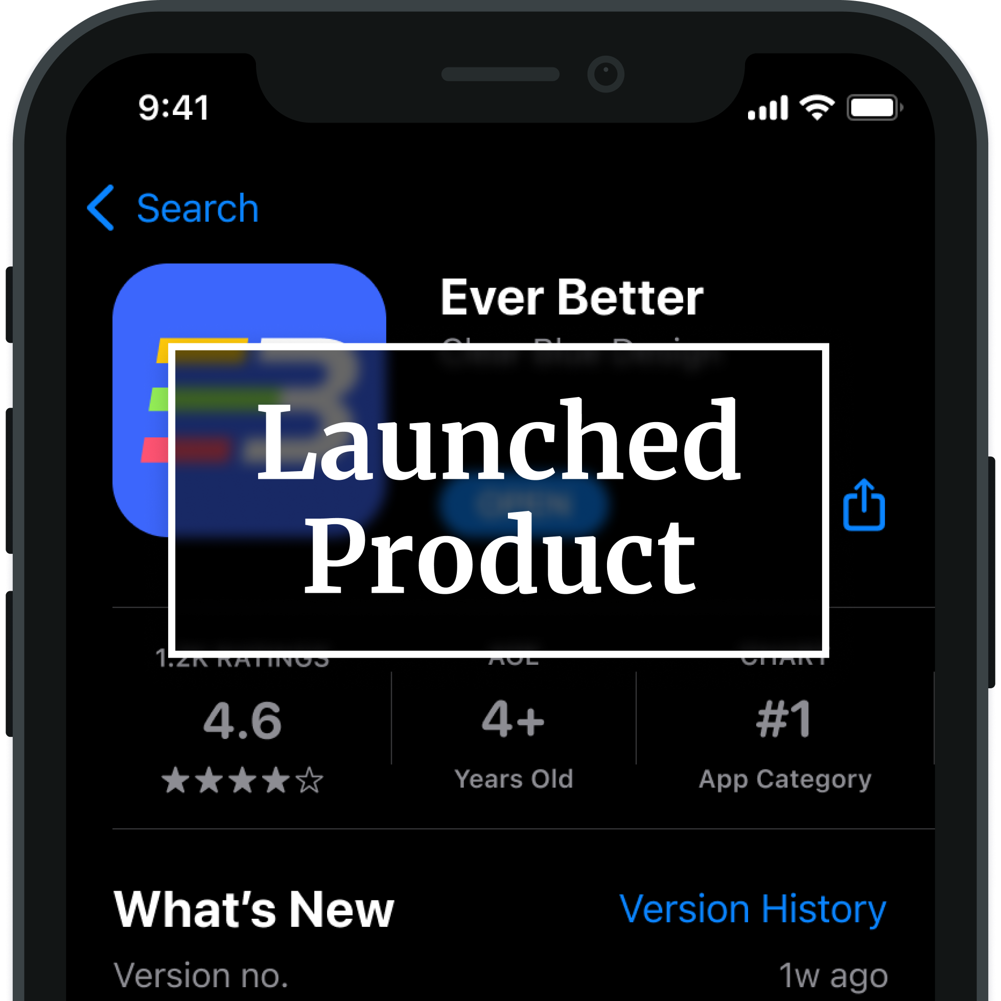 Launched product screenshot in the App Store.